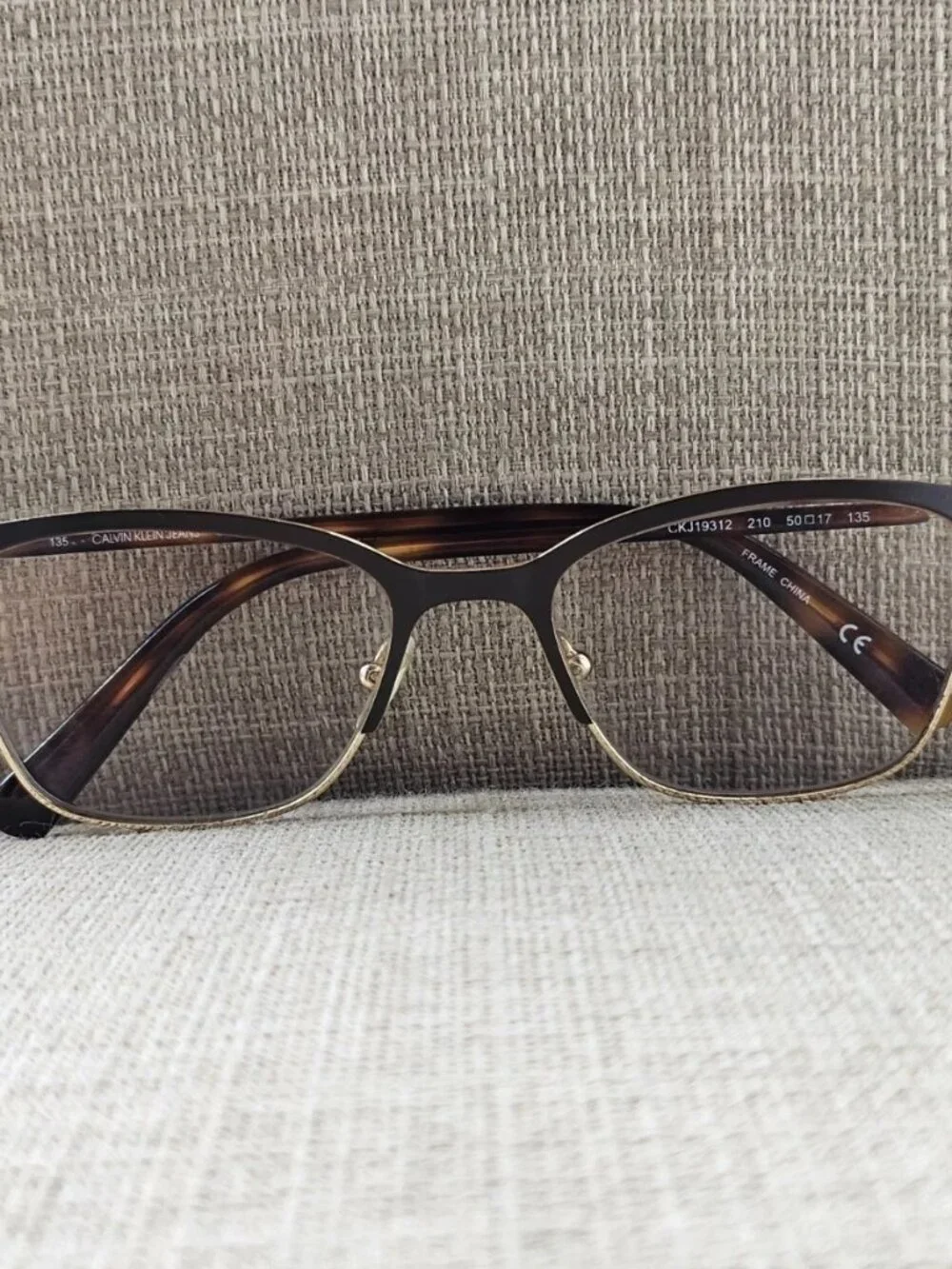 Calvin Klein Jeans Eyeglasses Frame Unisex Brown/Gold Tone Eyewear CKJ19312